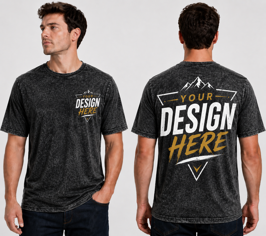 Unisex Short Sleeve Vintage T-Shirt 50 pcs, front and back  design, full color