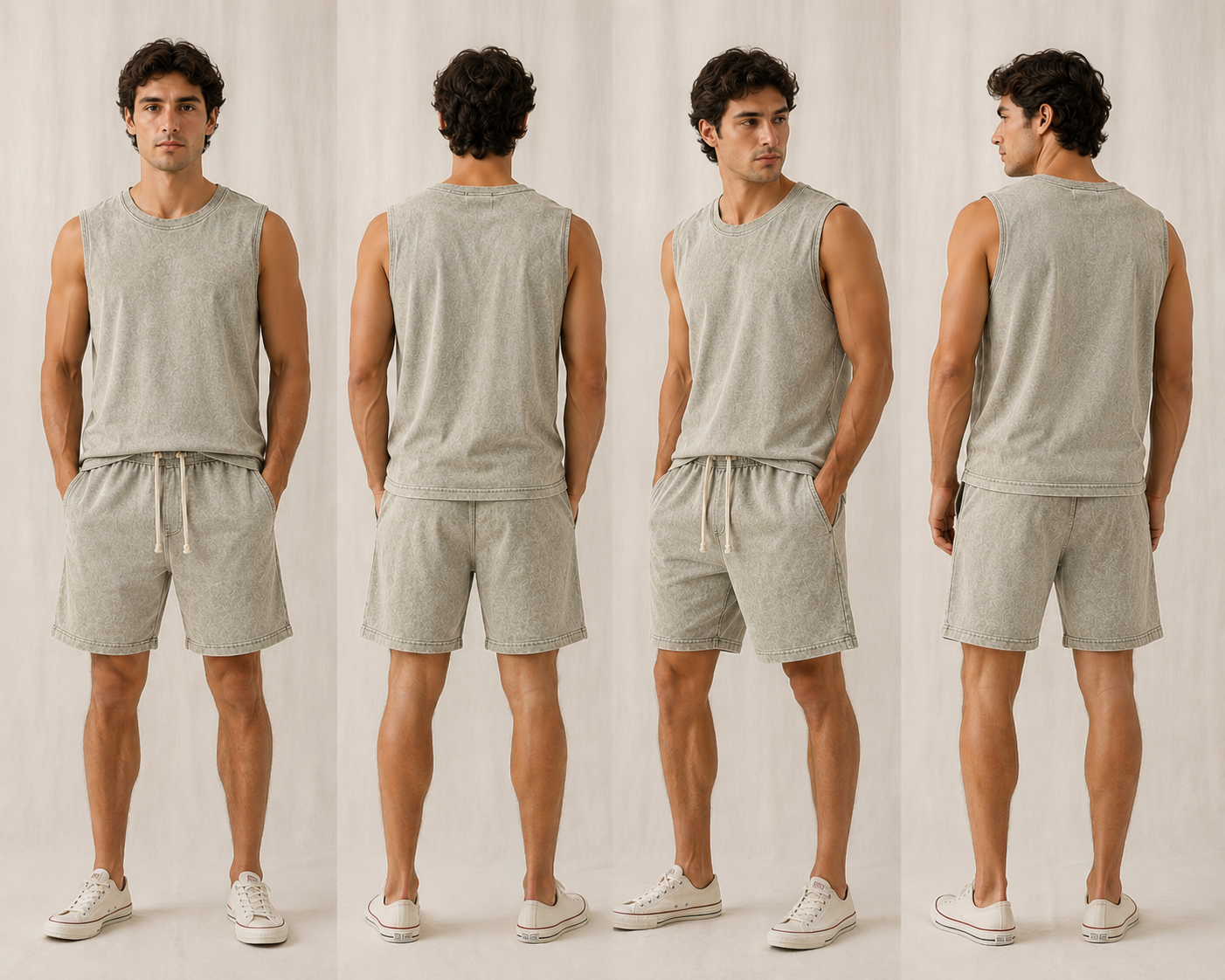 Digiprint Apparel Unisex Pair Vintage Acid Wash Tank Top and Short for Man