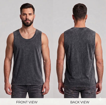 Digiprint Apparel Unisex Vintage Acid Wash Tank Top Front and Back