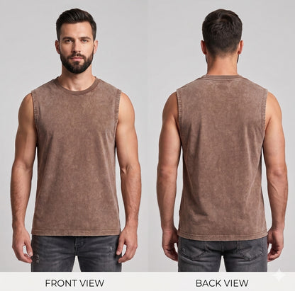 Digiprint Apparel Unisex Vintage Acid Wash Tank Top Front and Back