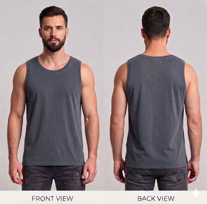 Digiprint Apparel Unisex Vintage Acid Wash Tank Top Front and Back