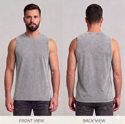 Digiprint Apparel Unisex Vintage Acid Wash Tank Top Front and Back
