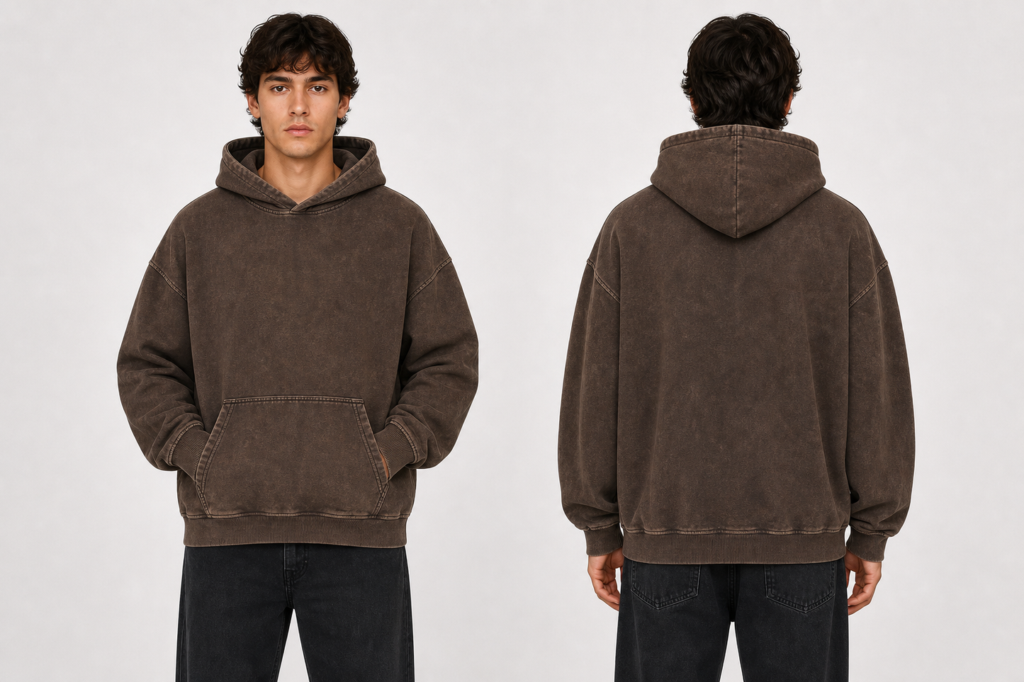 DigiPrint Vintage Acid Wash Hoodie Front or Back