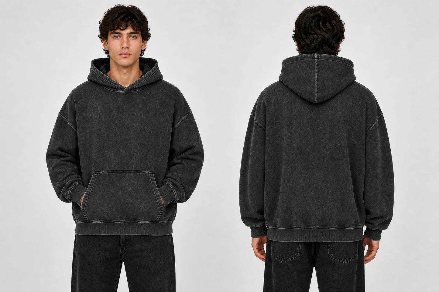 DigiPrint Vintage Acid Wash Hoodie Front or Back