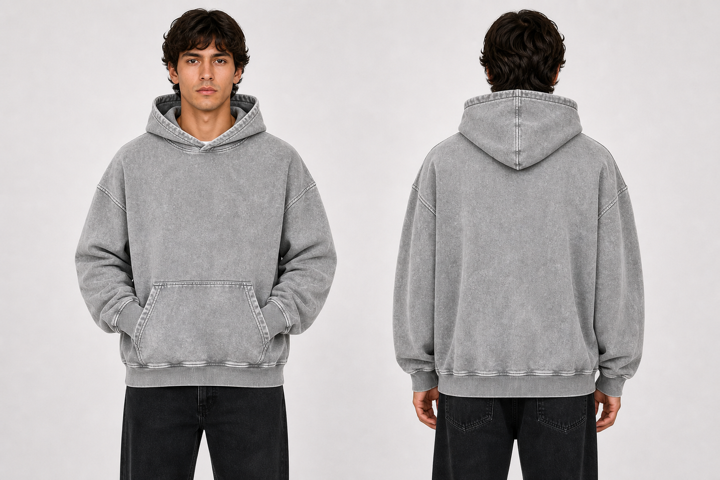 DigiPrint Vintage Acid Wash Hoodie Front or Back