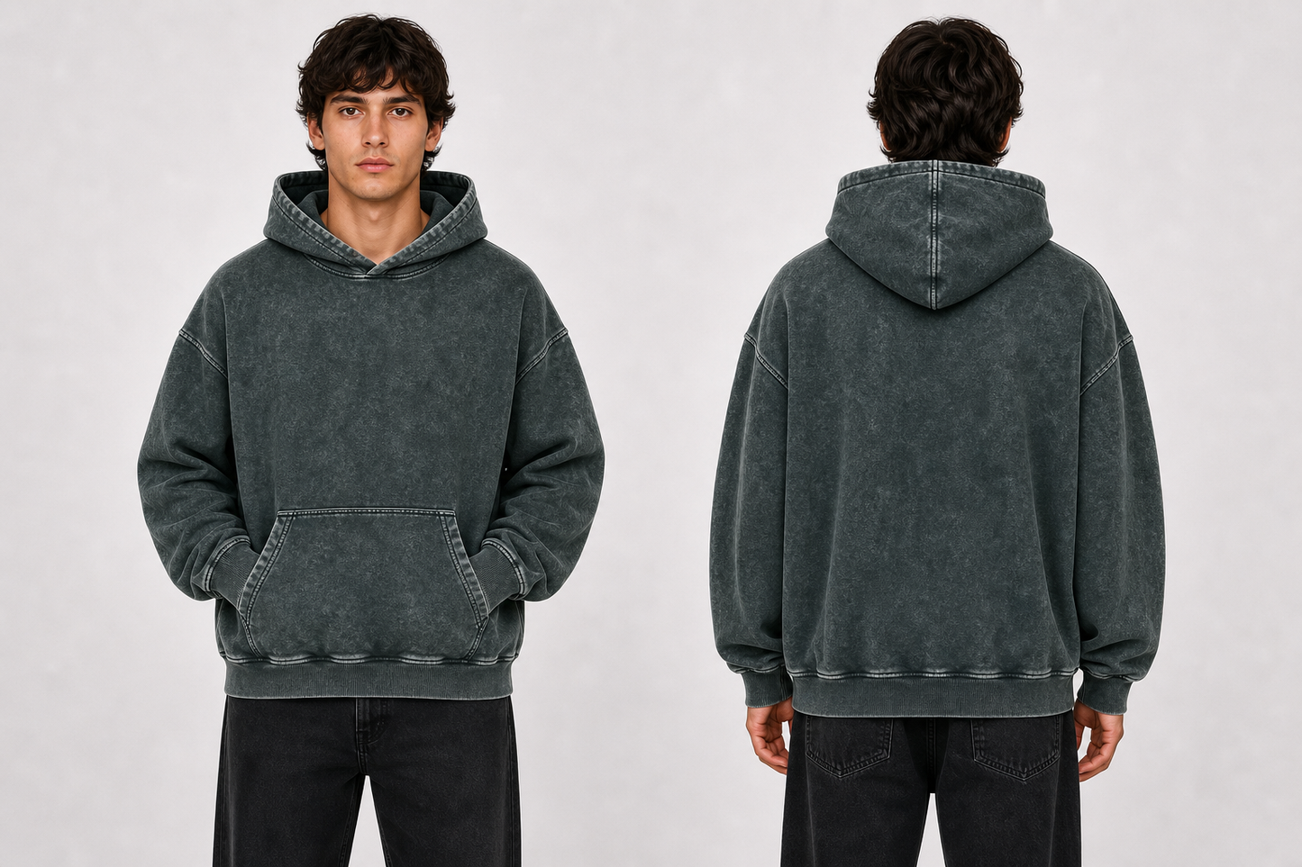 DigiPrint Vintage Acid Wash Hoodie Front or Back