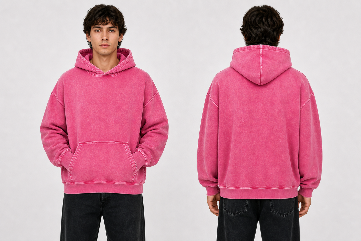 DigiPrint Vintage Acid Wash Hoodie Front or Back