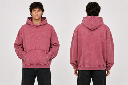 DigiPrint Vintage Acid Wash Hoodie Front or Back