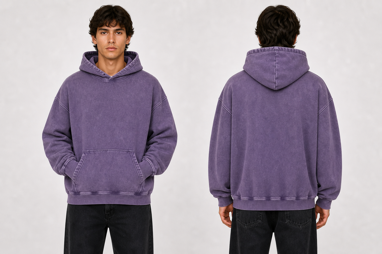 DigiPrint Vintage Acid Wash Hoodie Front or Back