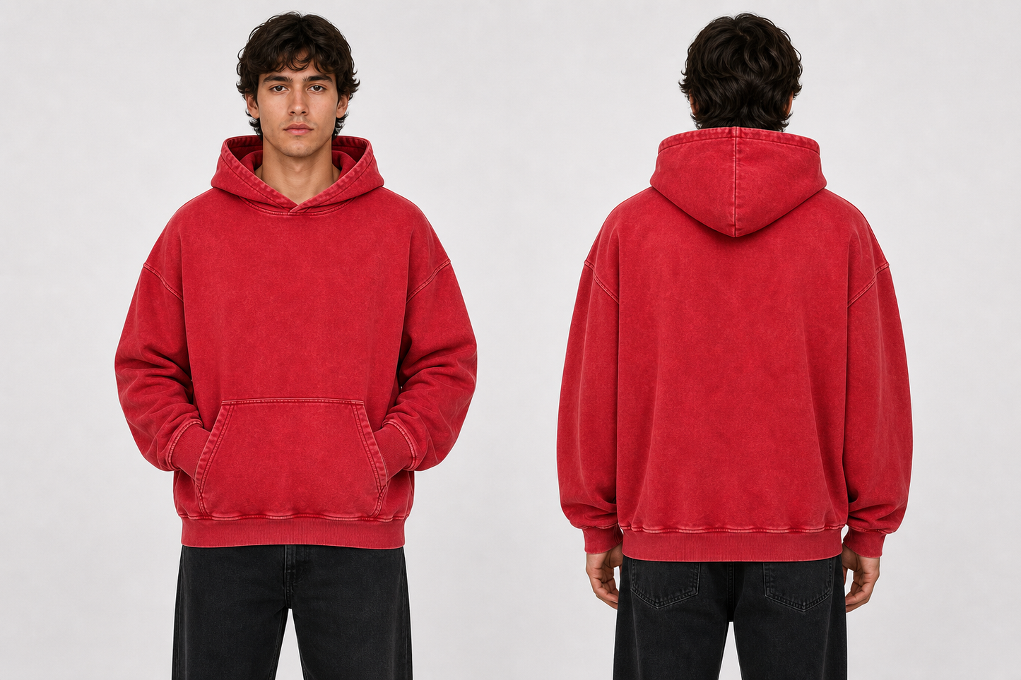 DigiPrint Vintage Acid Wash Hoodie Front or Back